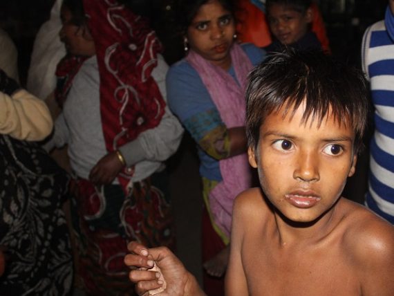 Distributed Cloths among Cold Affected People